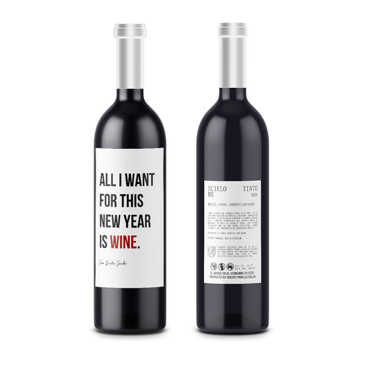All I want for this New Year es wine - Navidad - Scielo Etiqueta Personalizada