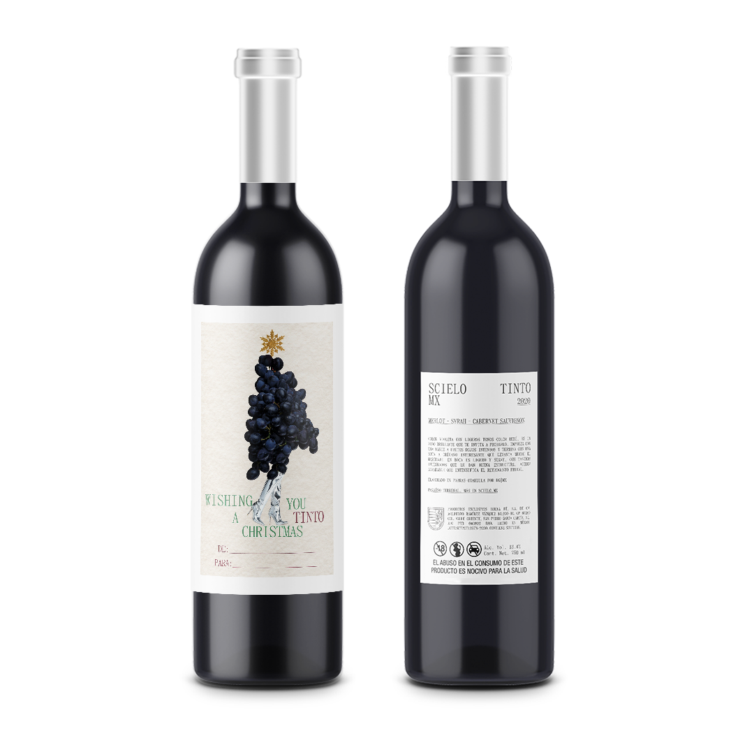 Wishing you a wine christmas - Navidad - Scielo Etiqueta Personalizada